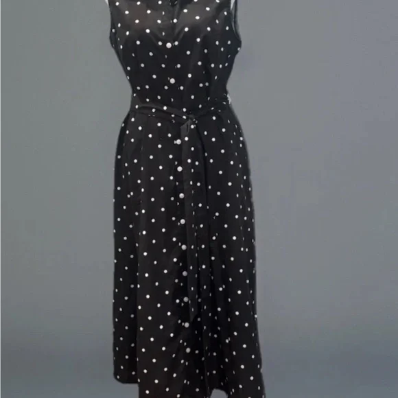 Tommy Hilfiger 100% Cotton Black and White Polka Dot Midi Dress - Picture 5 of 9